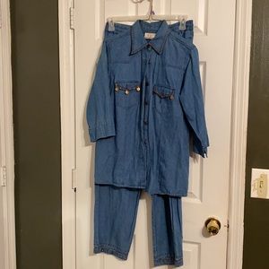 Matching Blue Jean Outfit with embellishments